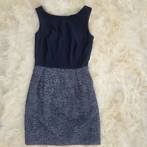 GAP Navy Bodice Tweed Dress Vintage Early 2000s Size 4